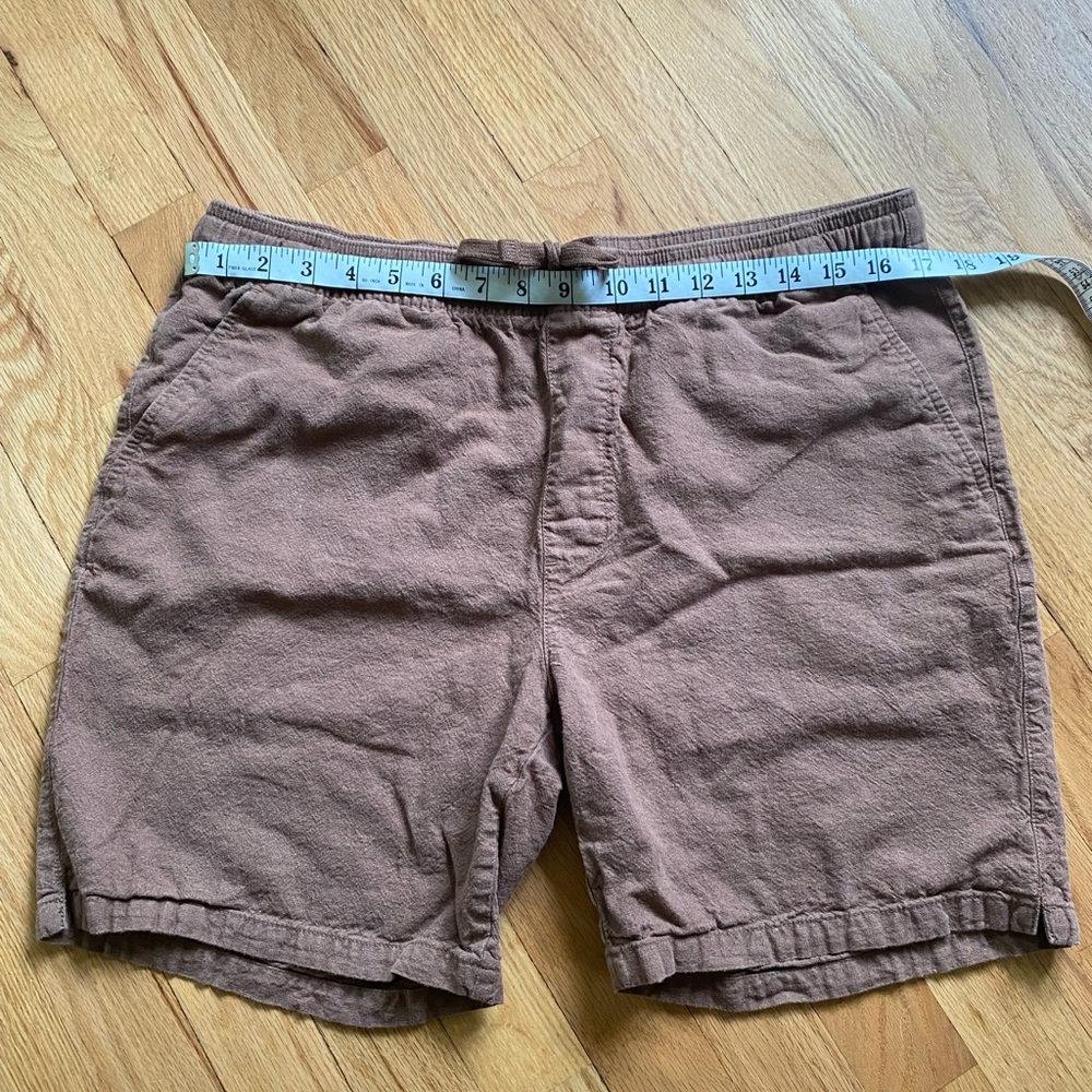 Unisex Brown Linen & Cotton Shorts